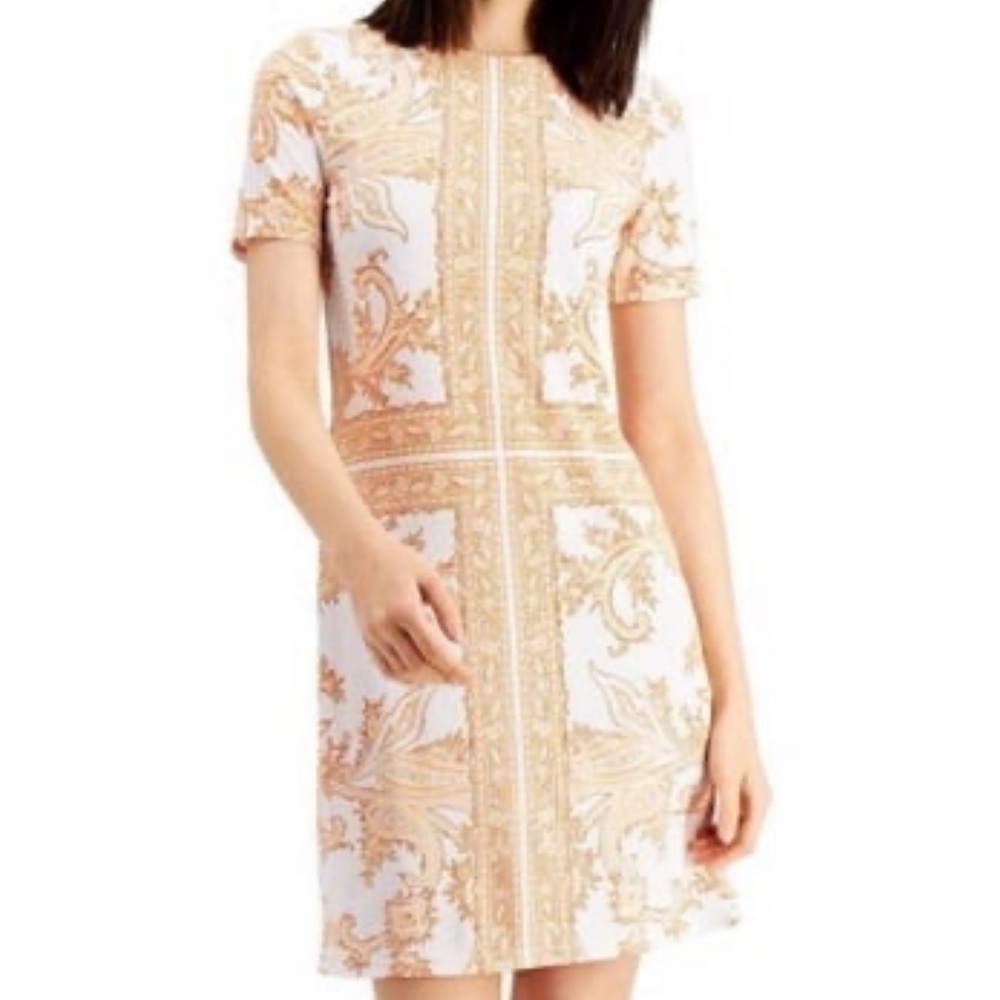 Michael Kors Scarf Print Crew Neck Dress S